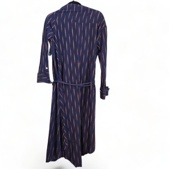 Palmer Harding Women's Blue Linen Striped Courage Midi Dress Size 8 Lagenlook - Picture 8 of 16